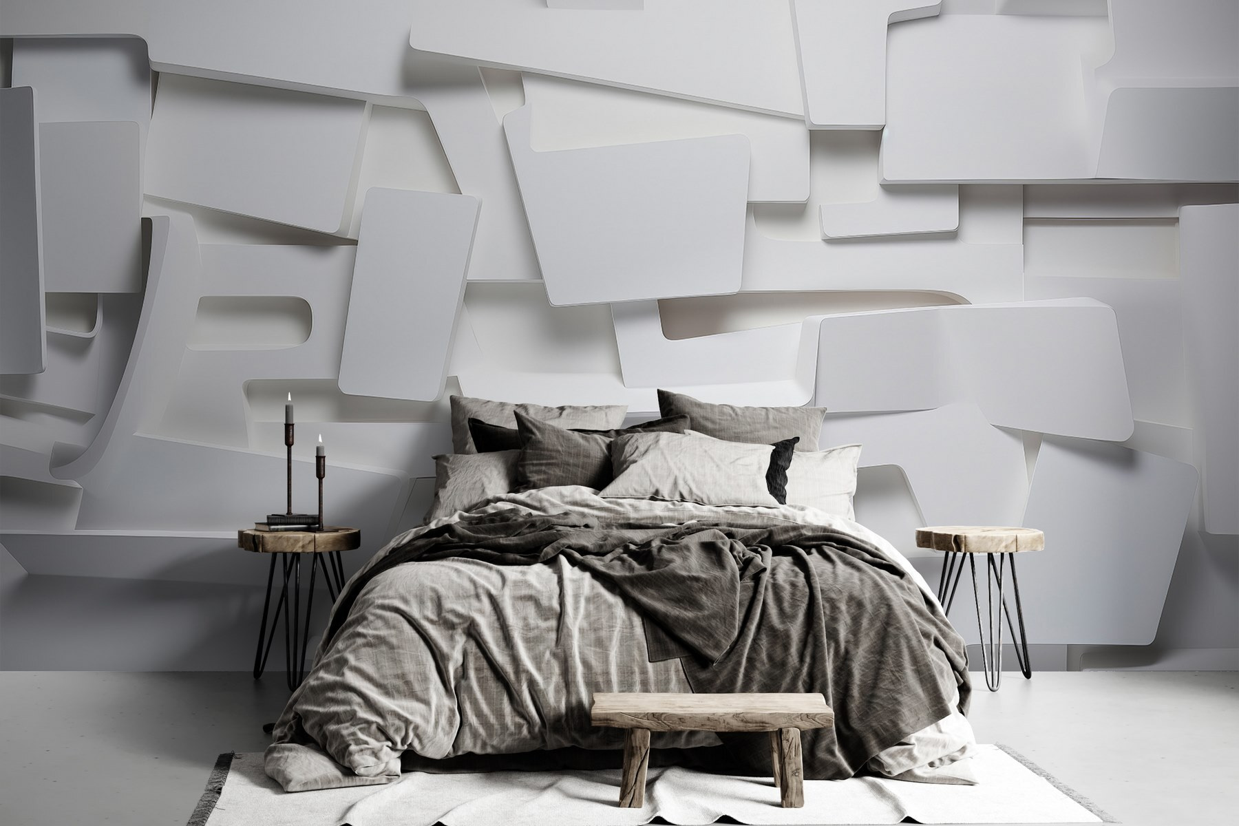 White wall with many rectangles