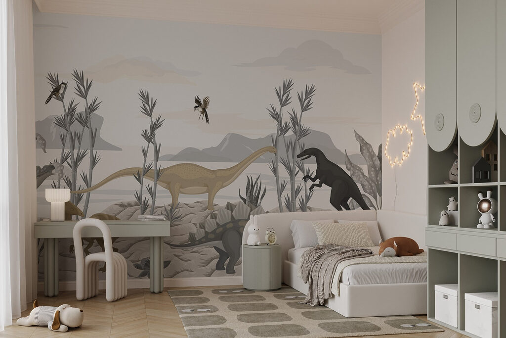 Group of dinosaurs in a desert Group of dinosaurs in a desert