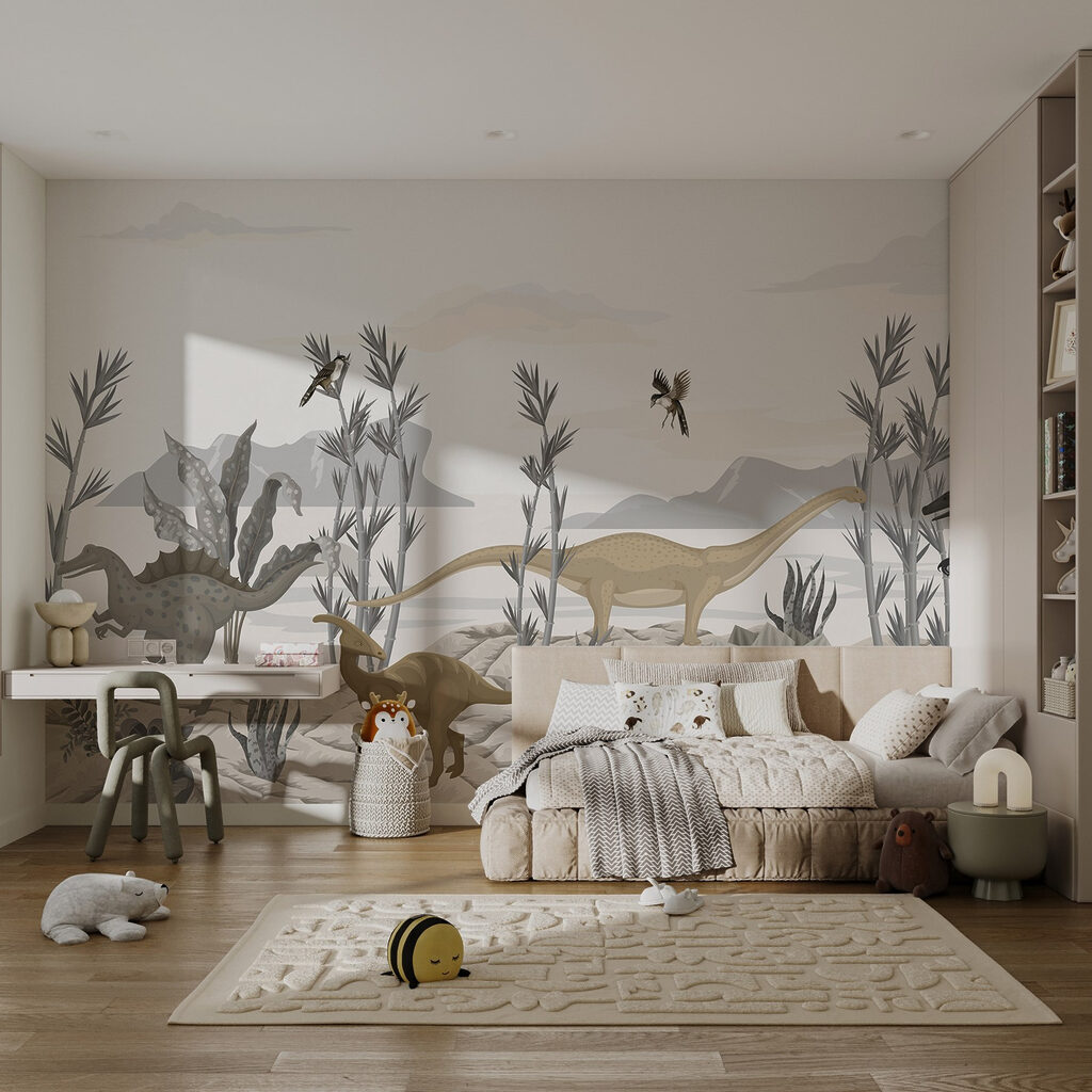 Group of dinosaurs in a desert Group of dinosaurs in a desert