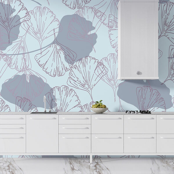 Pattern of leaves on a light blue background Pattern of leaves on a light blue background