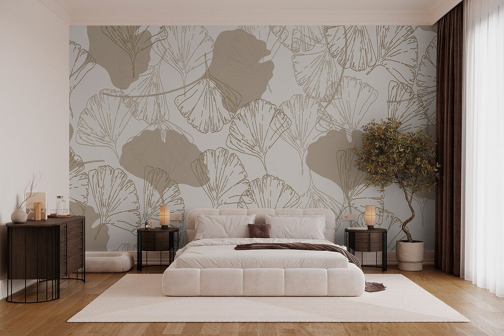 Pattern of leaves on a white background