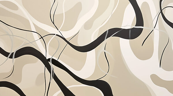 Black and white swirls on a tan background Black and white swirls on a tan background