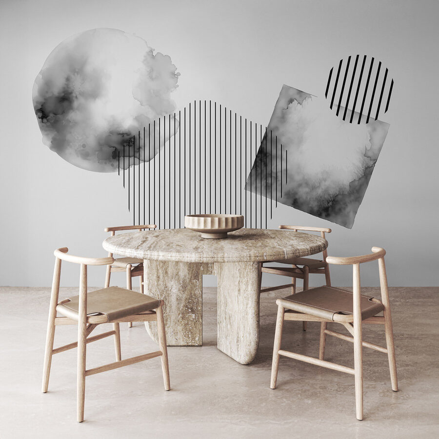 Wall murals Black and white image of geometric shapes - Image 2