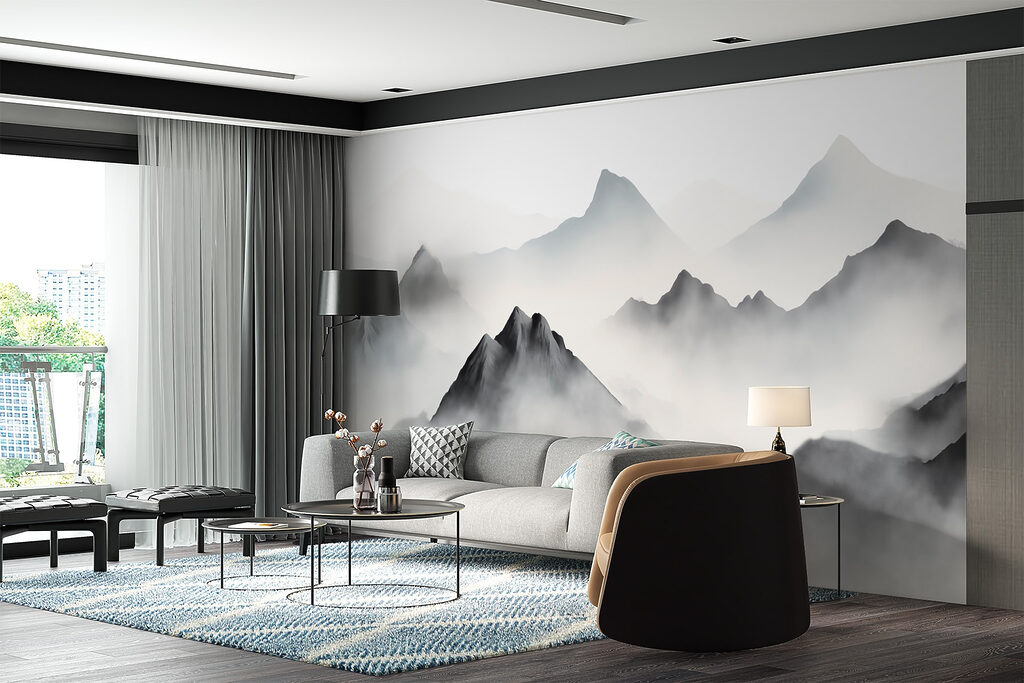 Mountain range with clouds