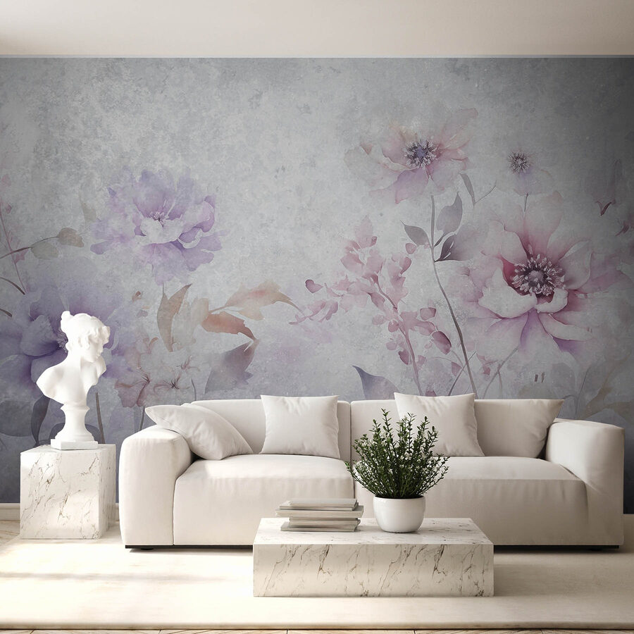 Wall murals Painting of flowers on a white background