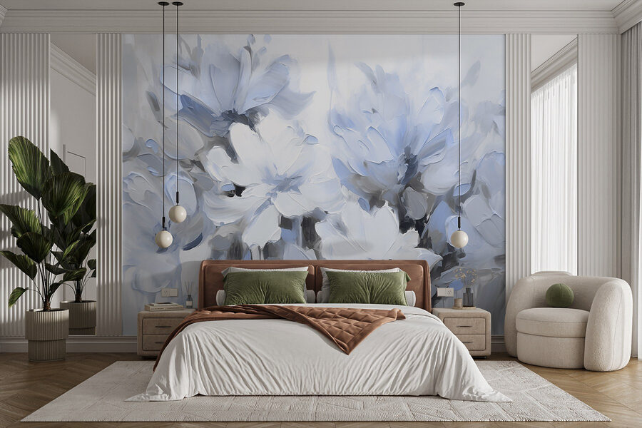 Painting of flowers on a white background Painting of flowers on a white background