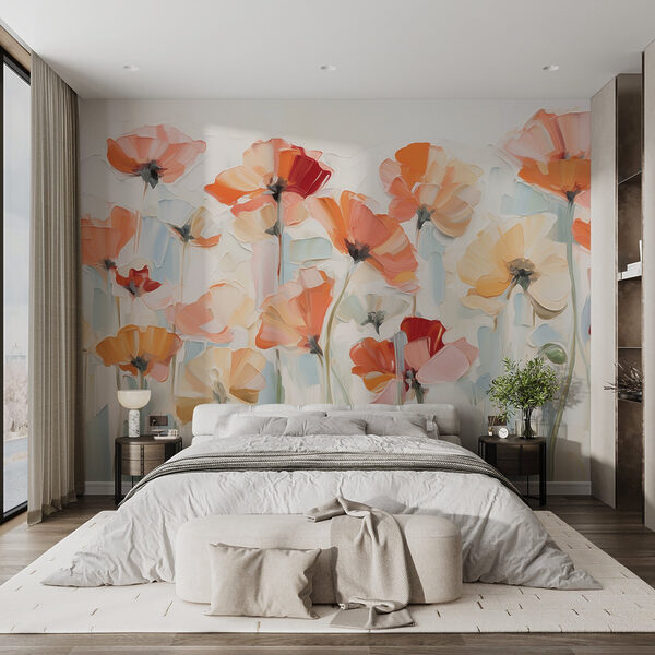 Wall murals Wall murals Painting of flowers on a white background (SKU: w03577)