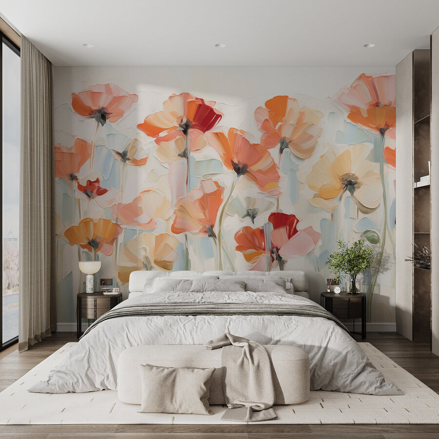 Painting of flowers on a white background Painting of flowers on a white background