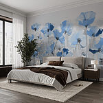 Wall mural Painting of blue flowers
