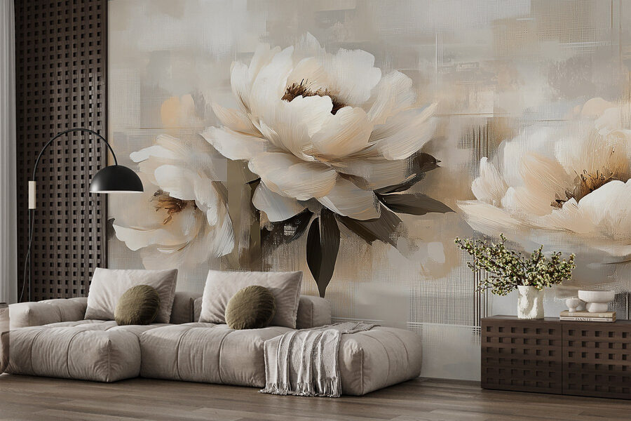 Painting of flowers on a white background Painting of flowers on a white background