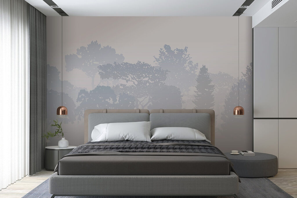 Group of trees in fog