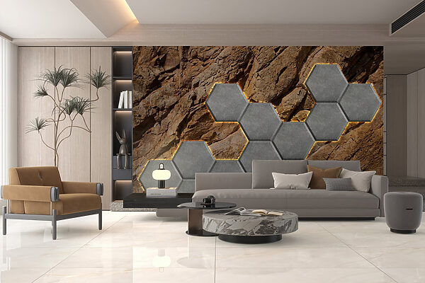 Stone hexagons on a rock Stone hexagons on a rock