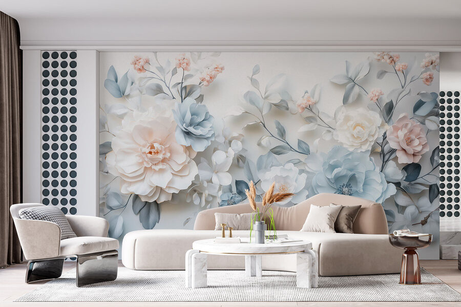 Group of flowers on a white surface