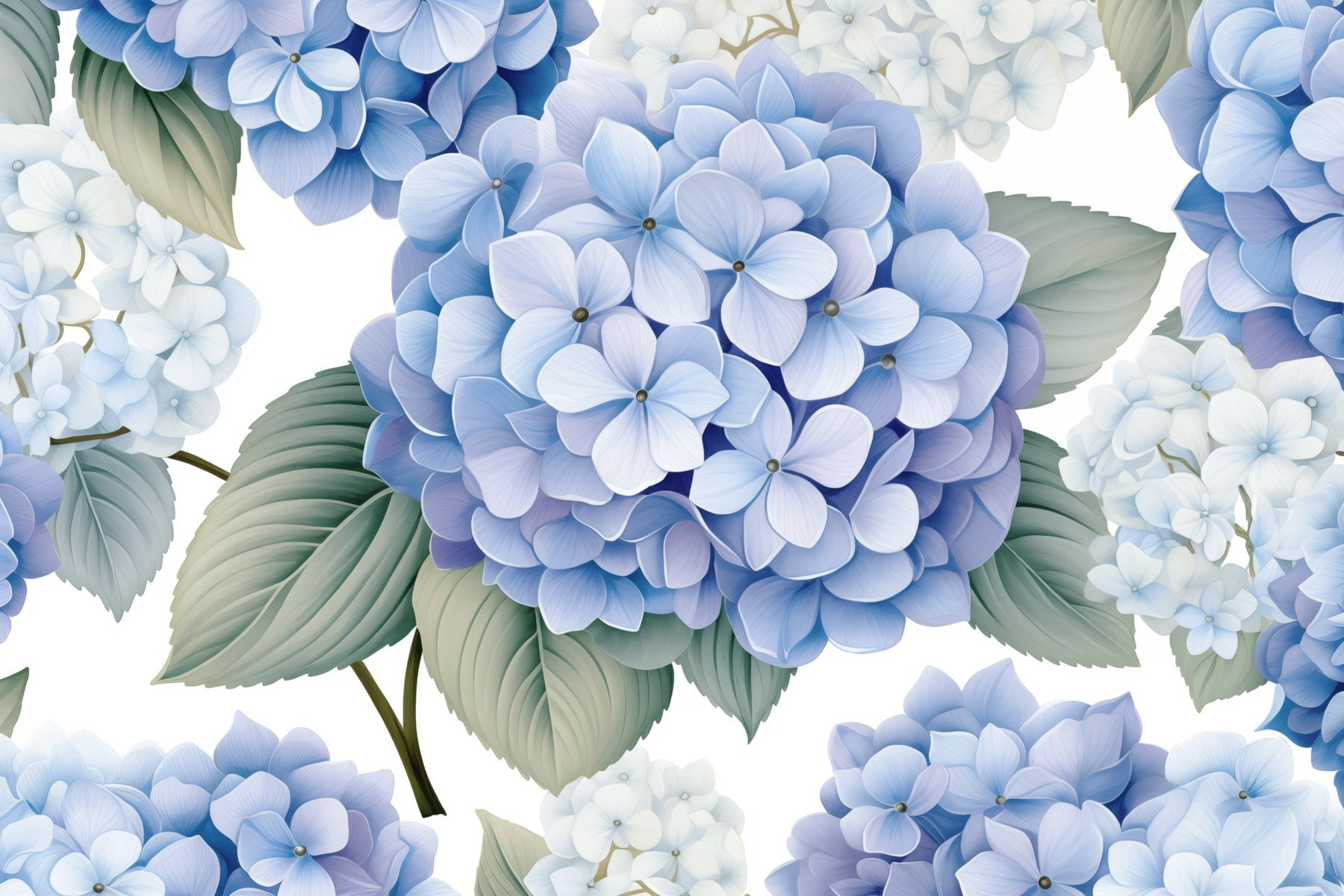 Hydrangeas in soft blue hues