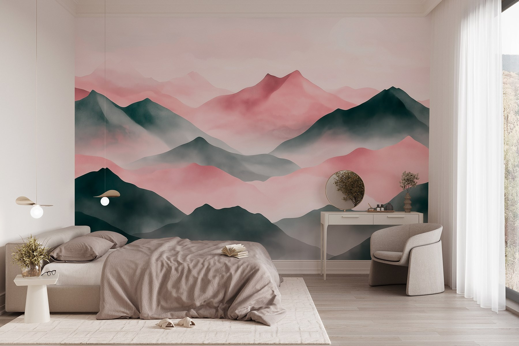 Mountain range with fog