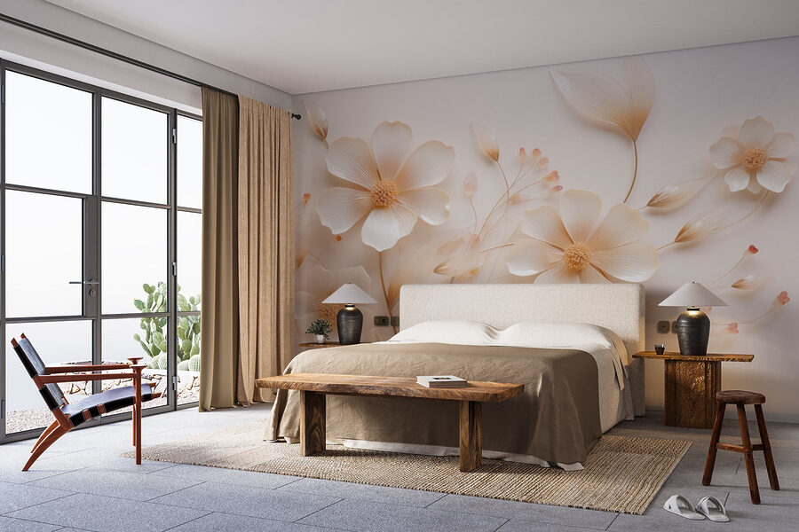 Wall murals Delicate blooms on a soft backdrop