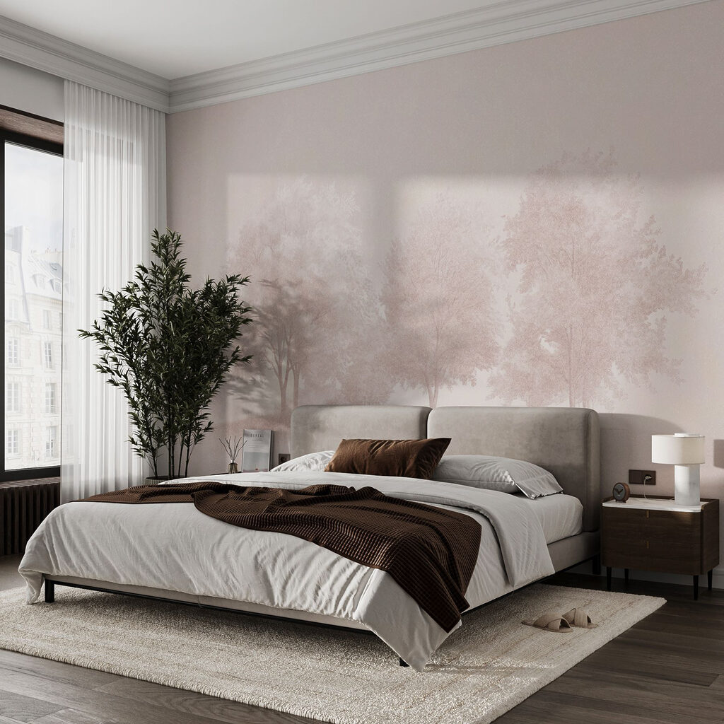 Group of trees in a foggy area