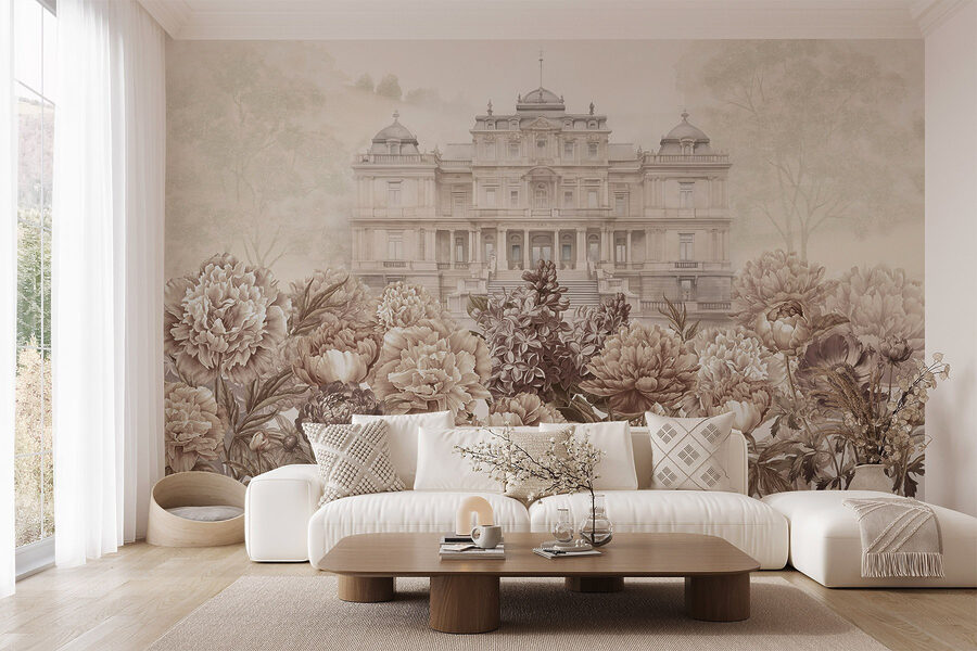 Wall murals Large white building with flowers - Image 2