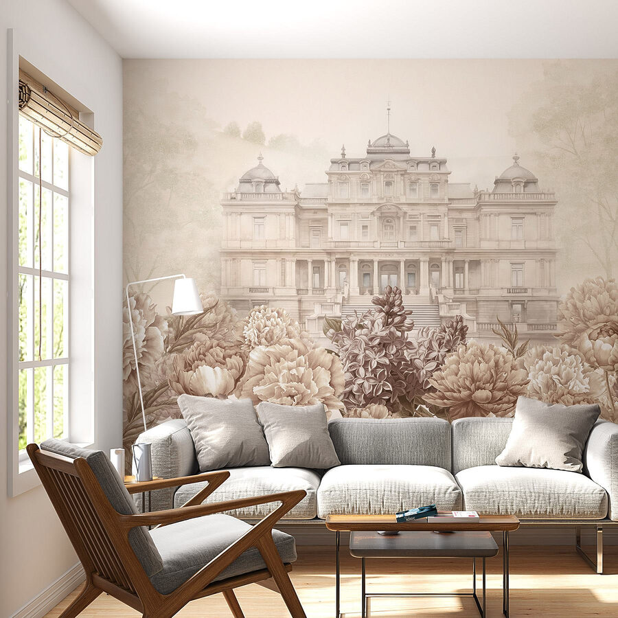 Wall murals Large white building with flowers - Image 3