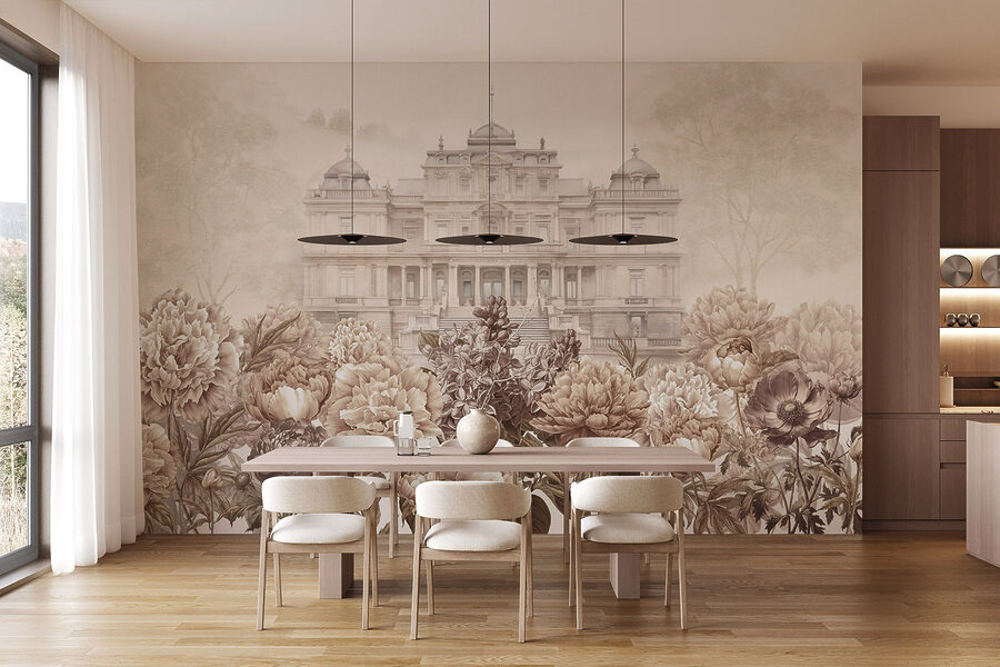 Wall murals Large white building with flowers - Image 4
