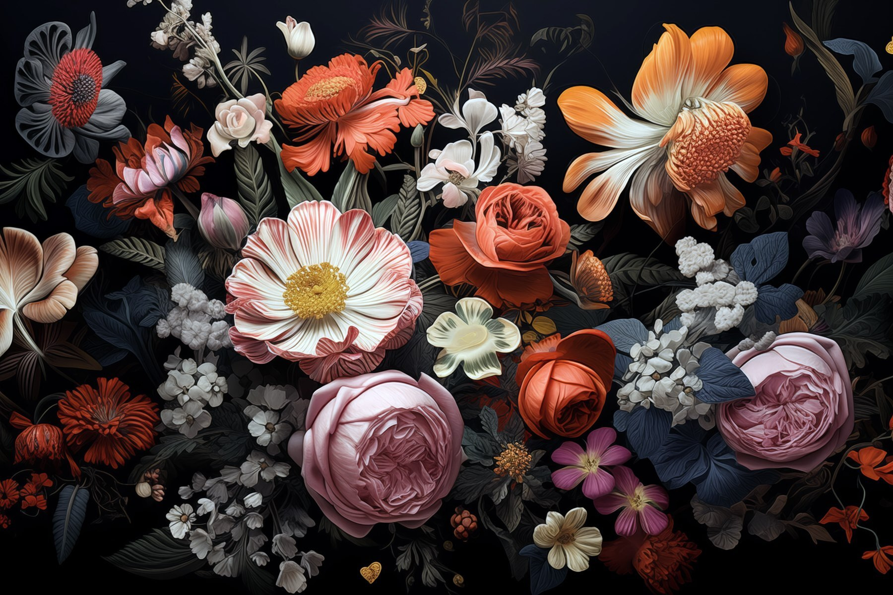 Group of flowers on a black background Group of flowers on a black background