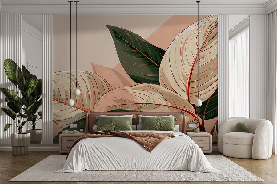 Wall murals Beautiful foliage in soft colors