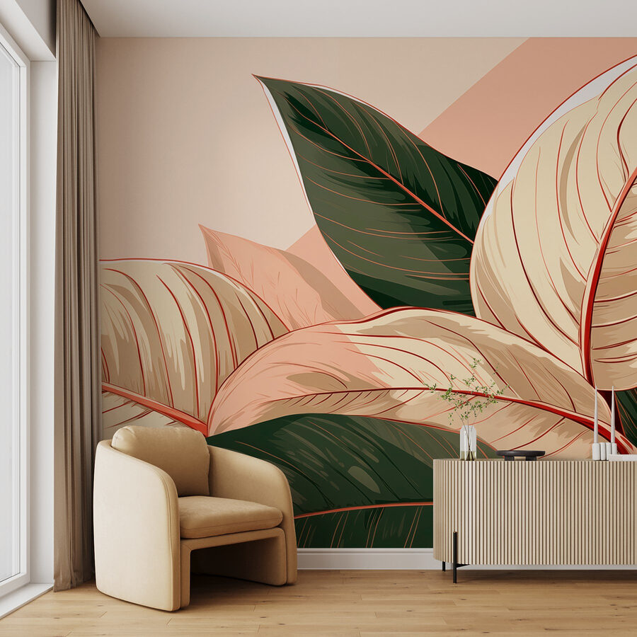 Wall murals Beautiful foliage in soft colors - Image 3