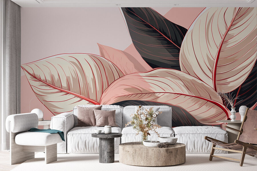 Lush leaves in soft pastel tones