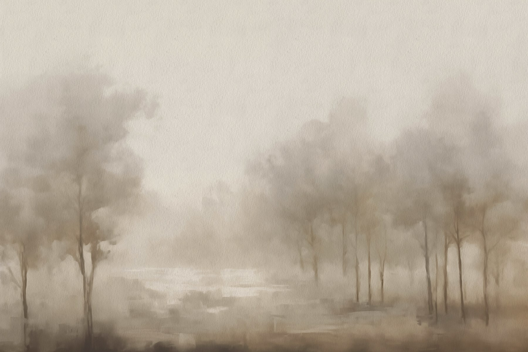 Foggy landscape with trees