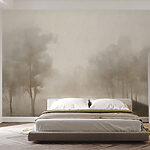 Wall murals Foggy landscape with trees