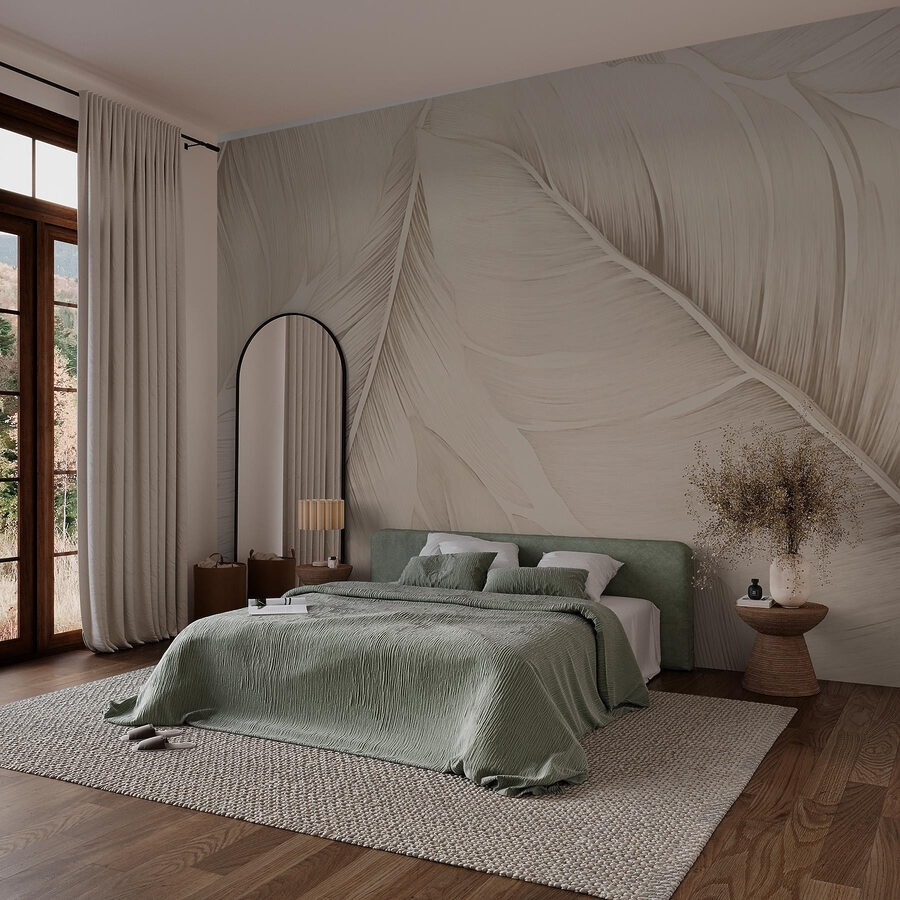 Wall murals Elegant patterns of soft leaves