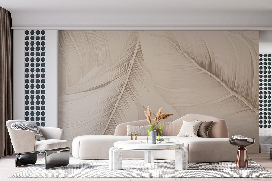 Wall murals Elegant patterns of soft leaves - Image 2