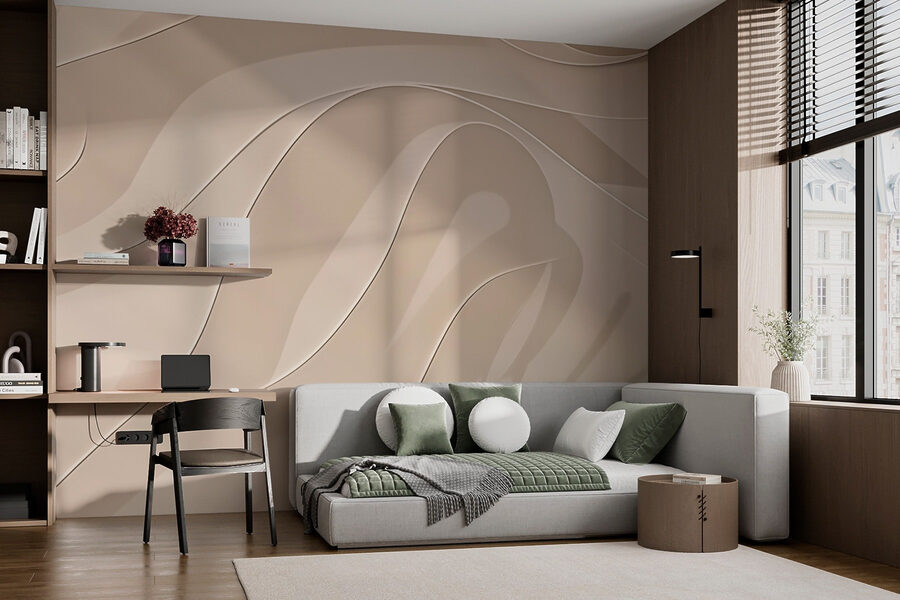 Wall murals White and black wavy lines - Image 2