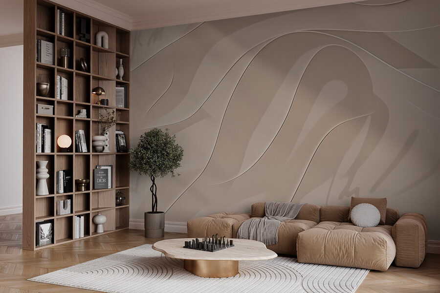 Wall murals White and black wavy lines - Image 3