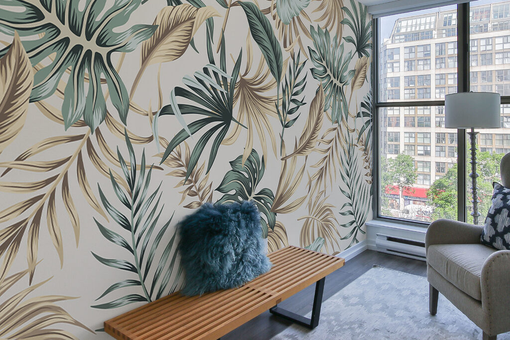 Pattern of leaves on a white background