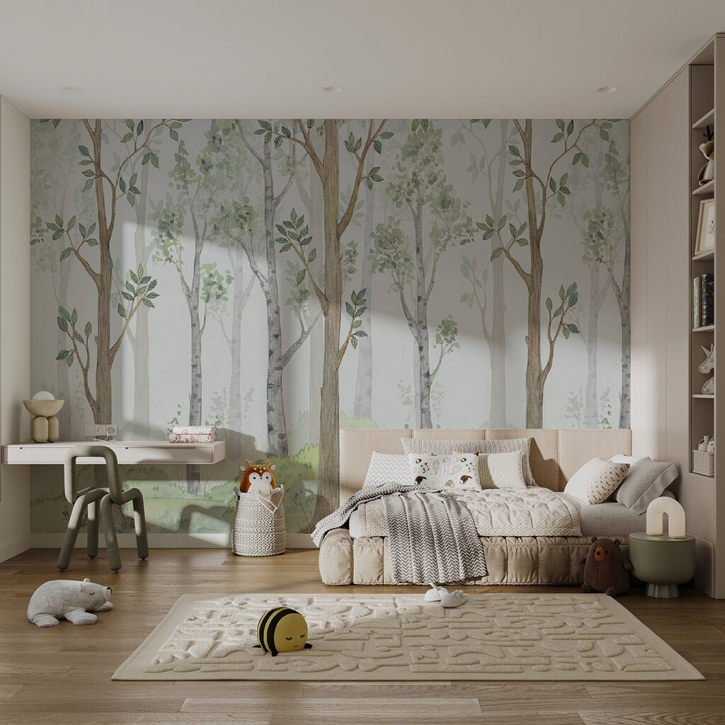 Watercolor painting of trees and grass Watercolor painting of trees and grass