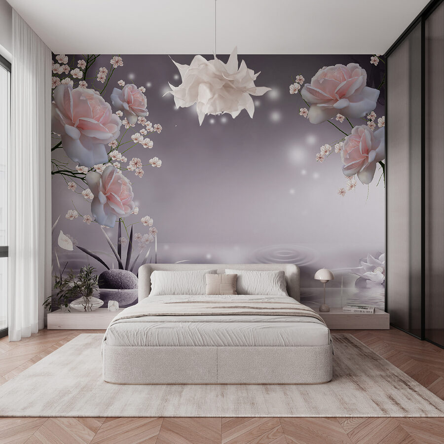 Wall murals Pink flowers and white flowers - Image 10
