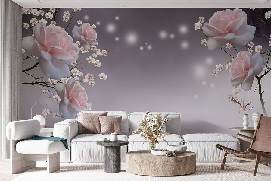 Wall murals Pink flowers and white flowers - Image 11