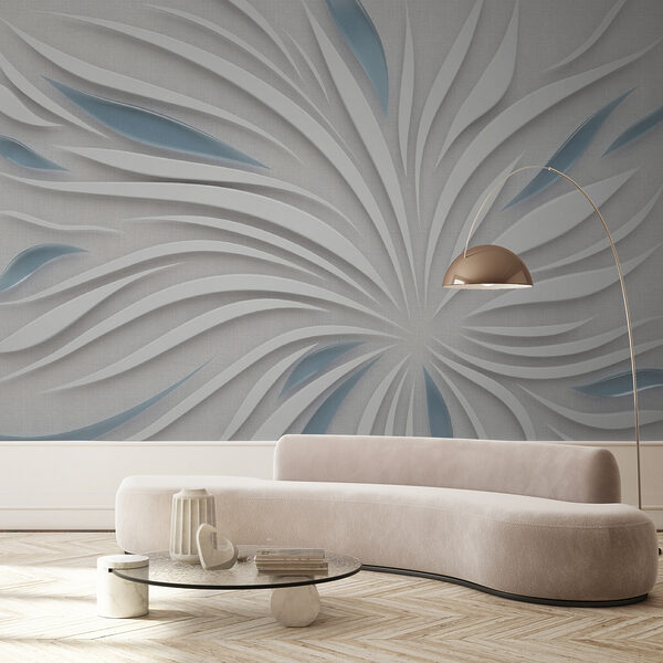 White and blue design on a grey surface White and blue design on a grey surface