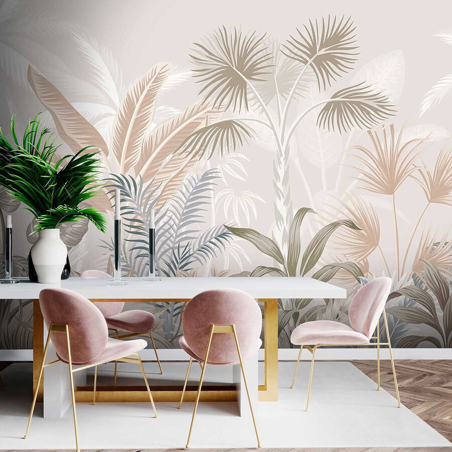 Wall murals Tropical leaves in soft pastel hues. - Image 3
