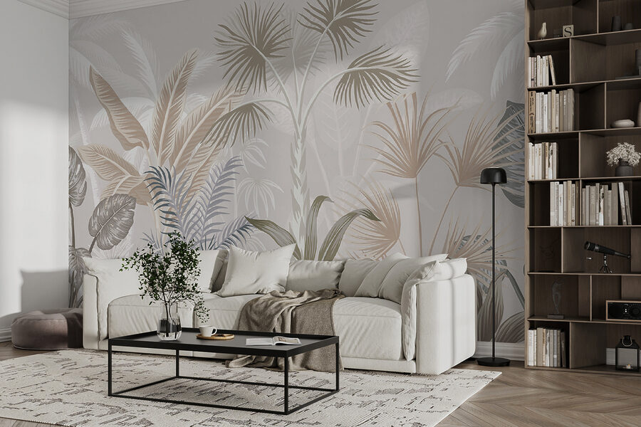 Wall murals Tropical leaves in soft pastel hues. - Image 4