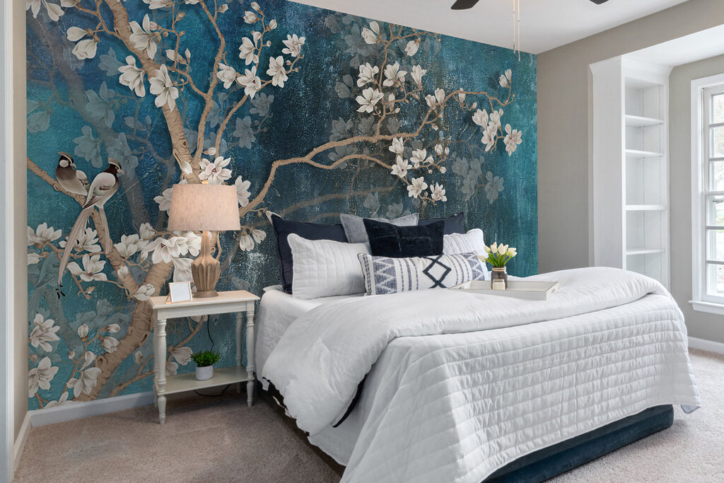 Tree branch with white flowers