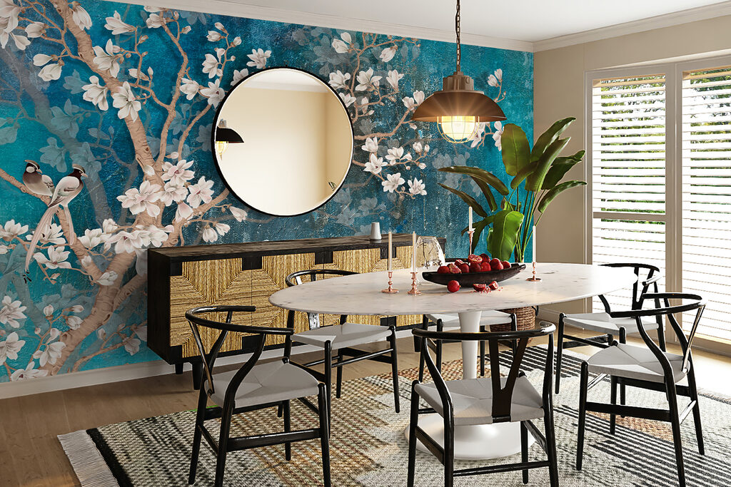 Tree branch with white flowers