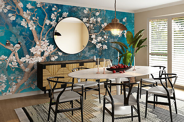 Tree branch with white flowers