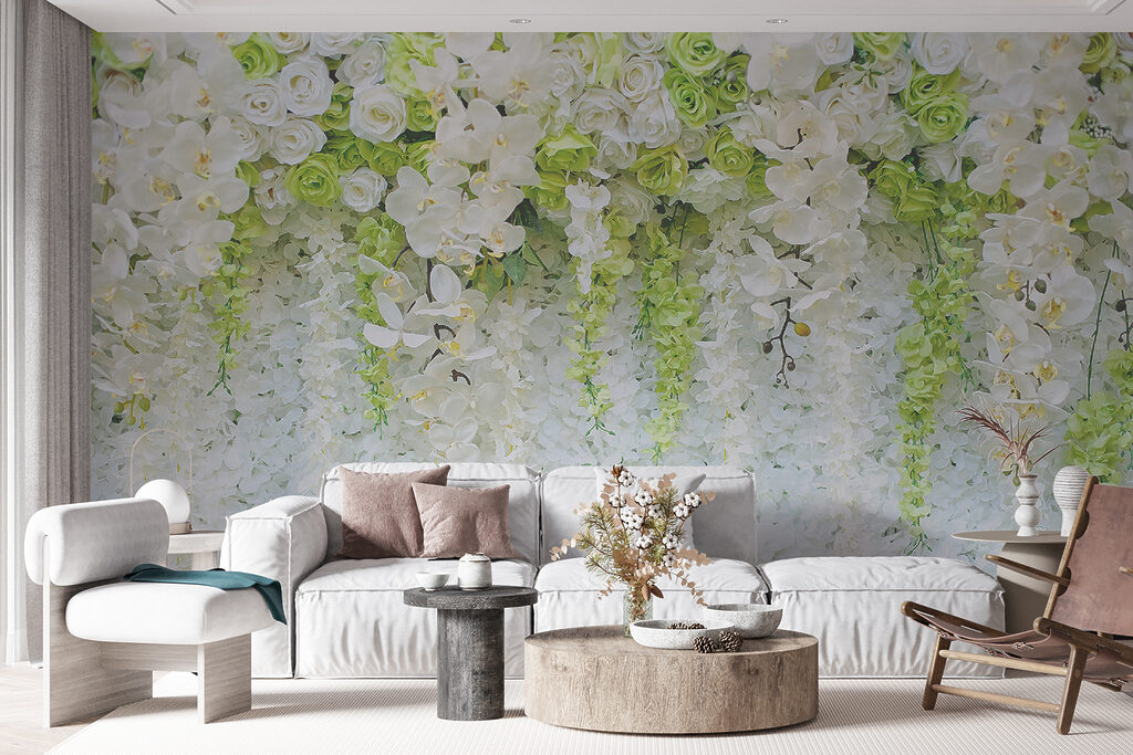 Wall of flowers and vines