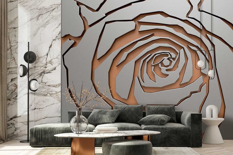 Abstract rose design in metallic texture. Abstract rose design in metallic texture.