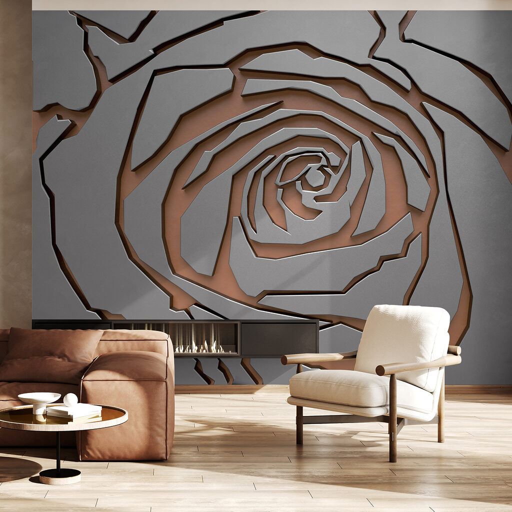 Abstract rose design in metallic texture
