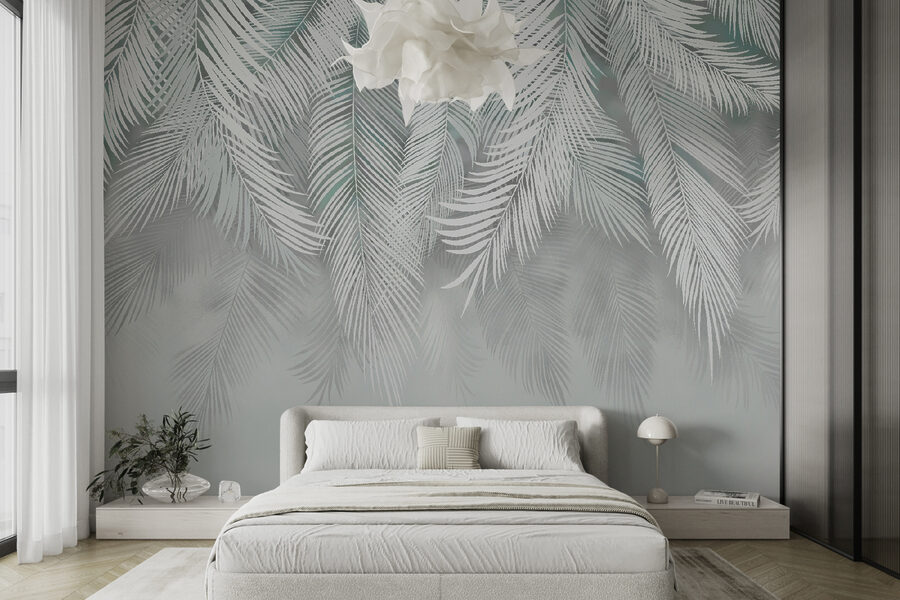 Wall murals White leaves on a white background - Image 5