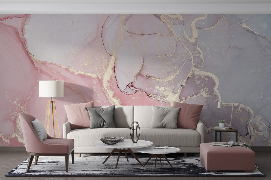 Wall murals Ethereal pastel marble artistry unfolds. - Image 2