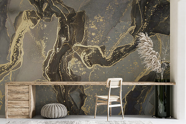 Elegant marbled black and metallic swirls. Elegant marbled black and metallic swirls.